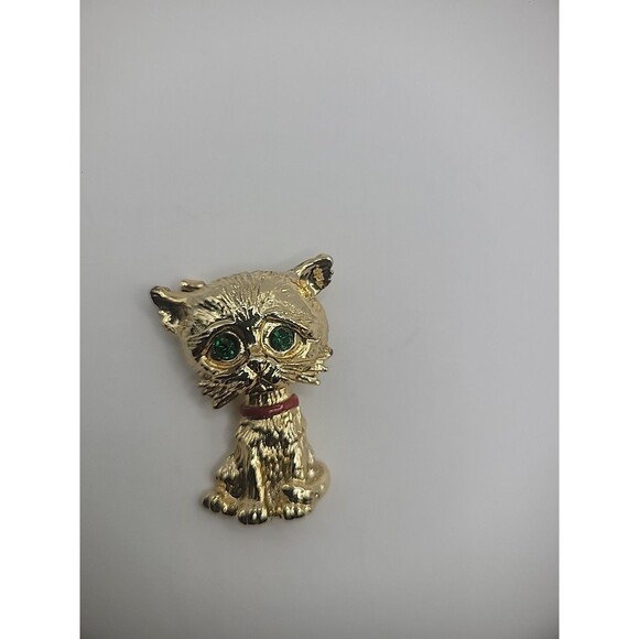 Vintage Gerrys Brooch Pin Doggy Terrier Green Crystals Gold Tone Jewelry - Picture 8 of 11